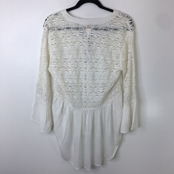 Chicos‎ Top Hi Lo Lace Ivory Ecru Size 1 Pullover - Picture 6 of 10